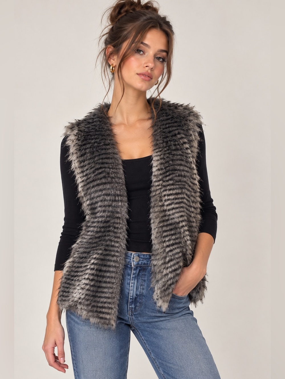 Jack by bb dakota faux fur vest XS